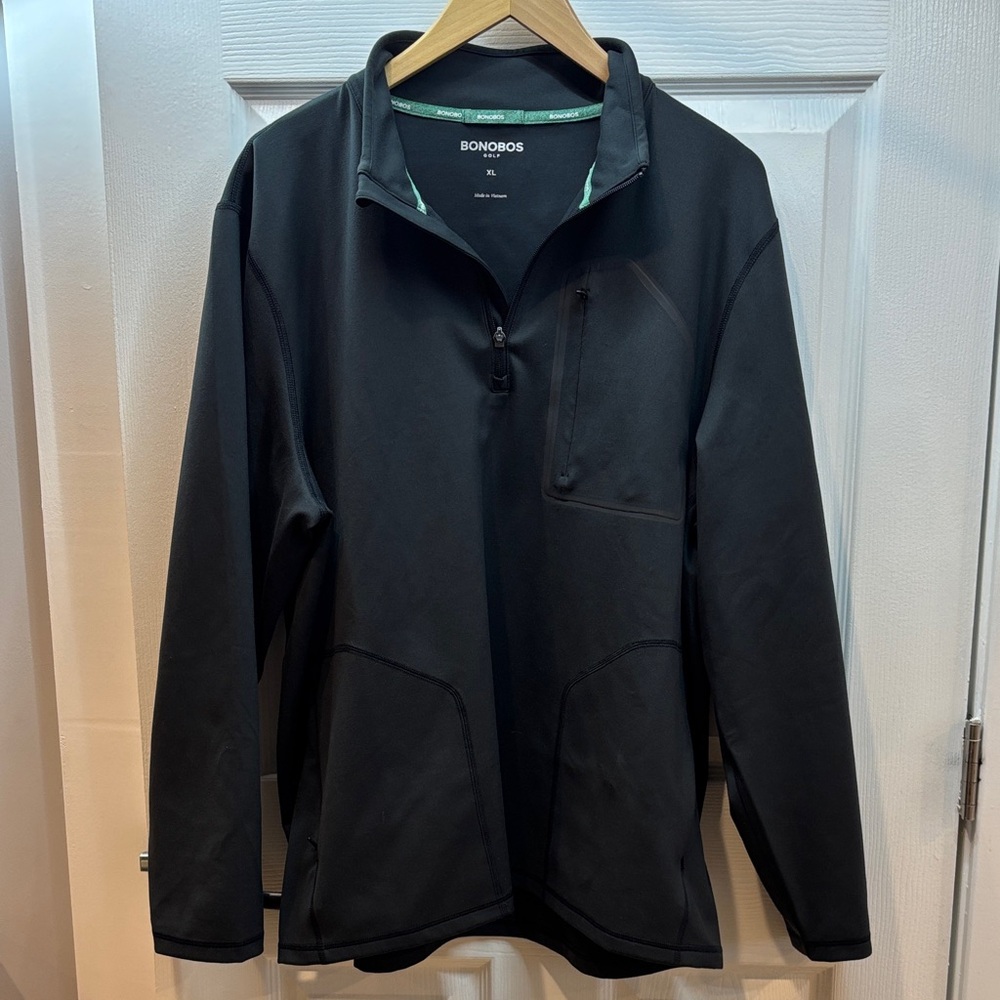 Bonobos Men's Black Lightweight Performance Quarter Zip Pullover